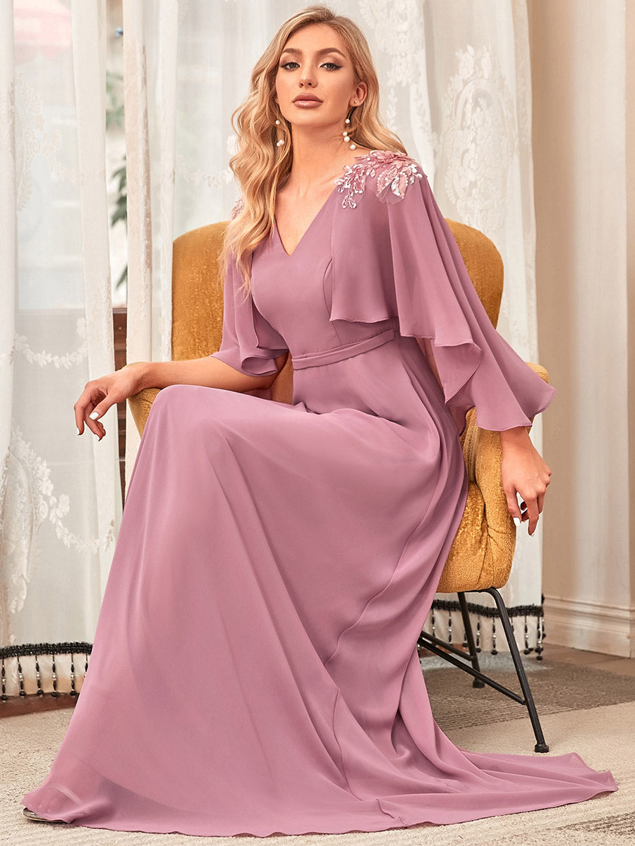 Taille personnalisée Robe de Demoiselle d'Honneur élégante en Mousseline #Couleur_Bordeaux Taille personnalisée Robe de Demoiselle d'Honneur élégante en Mousseline