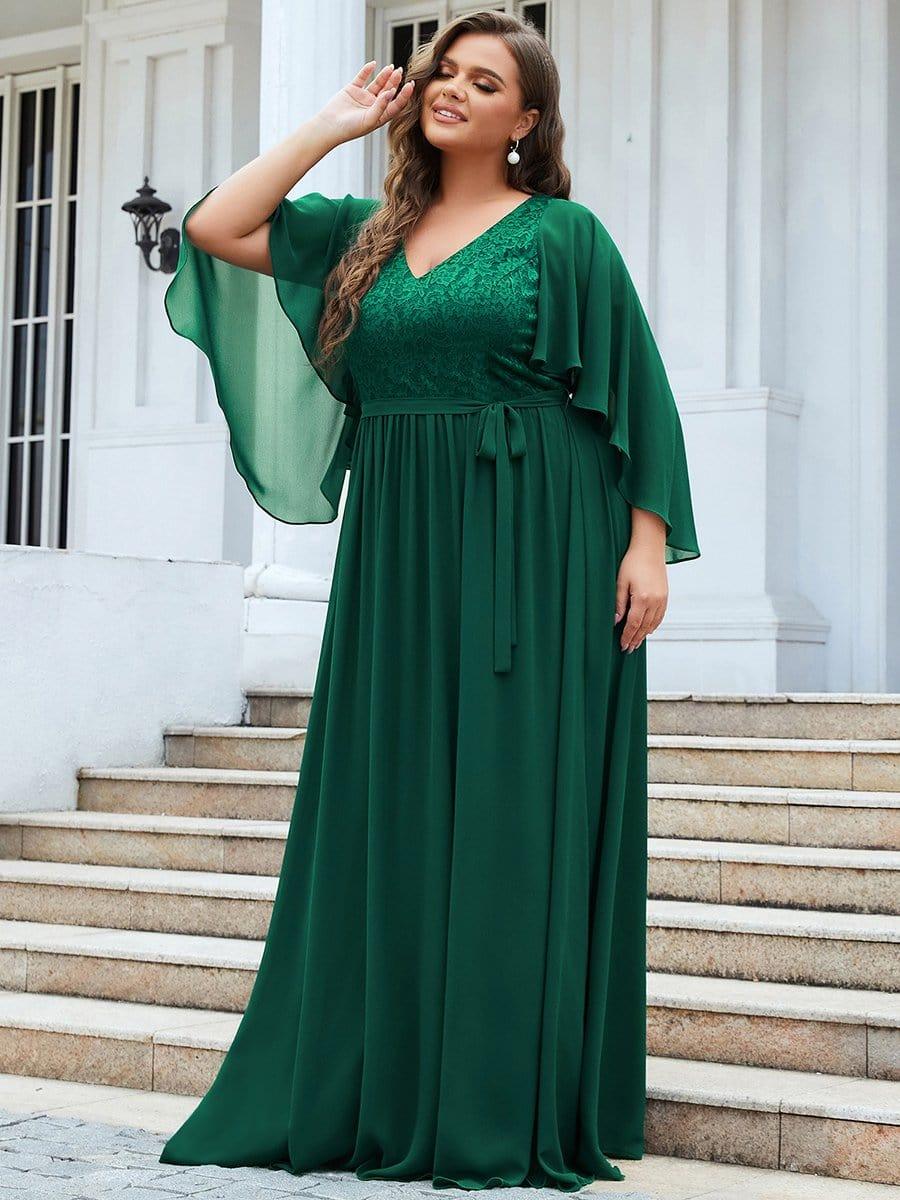 Taille personnalisée Robe de soirée élégante en mousseline à col en V profond #Couleur_Bordeaux Taille personnalisée Robe de soirée élégante en mousseline à col en V profond