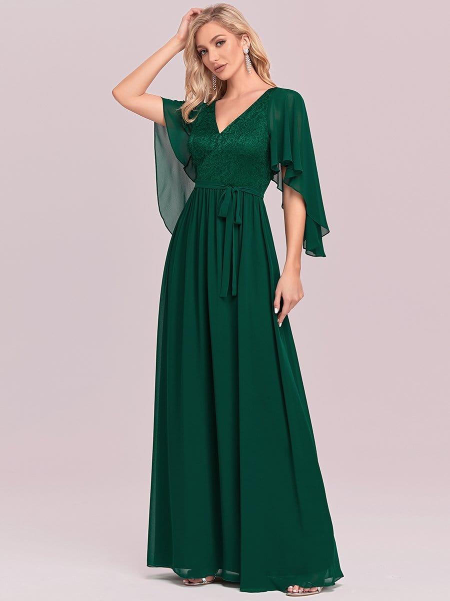 Taille personnalisée Robe de soirée élégante en mousseline à col en V profond #Couleur_Bordeaux Taille personnalisée Robe de soirée élégante en mousseline à col en V profond