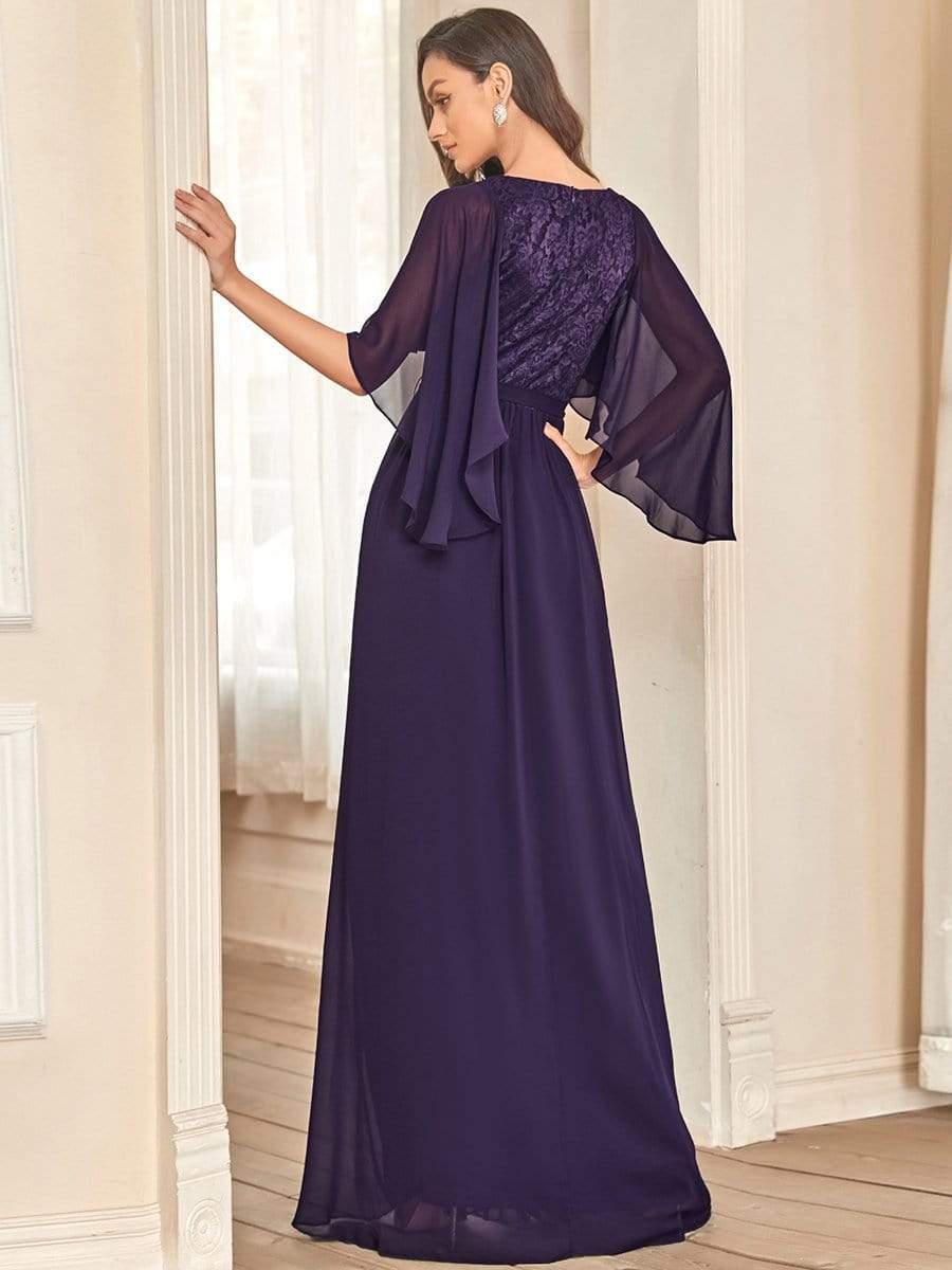 Taille personnalisée Robe de soirée élégante en mousseline à col en V profond #Couleur_Bordeaux Taille personnalisée Robe de soirée élégante en mousseline à col en V profond