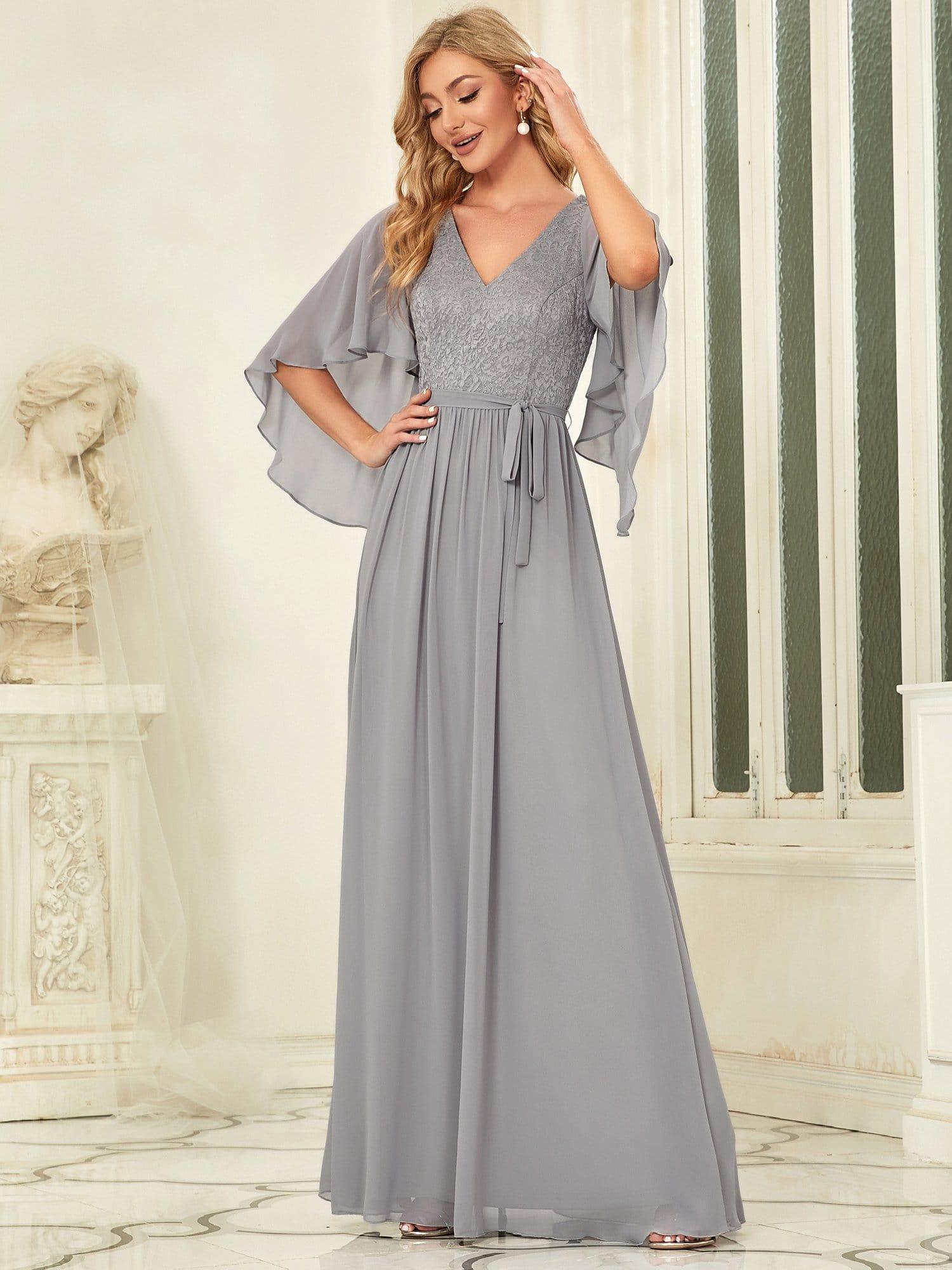 Taille personnalisée Robe de soirée élégante en mousseline à col en V profond #Couleur_Bordeaux Taille personnalisée Robe de soirée élégante en mousseline à col en V profond