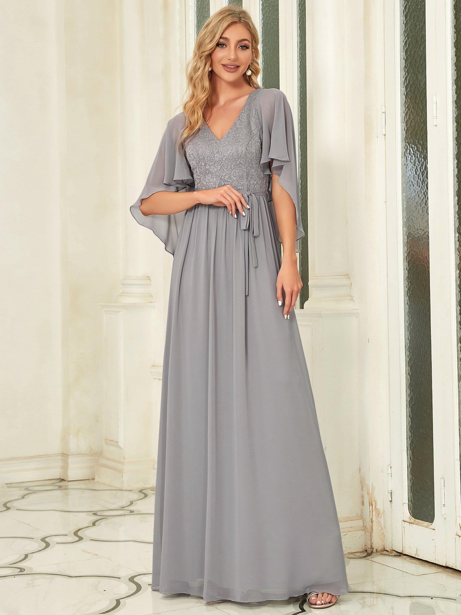 Taille personnalisée Robe de soirée élégante en mousseline à col en V profond #Couleur_Bordeaux Taille personnalisée Robe de soirée élégante en mousseline à col en V profond