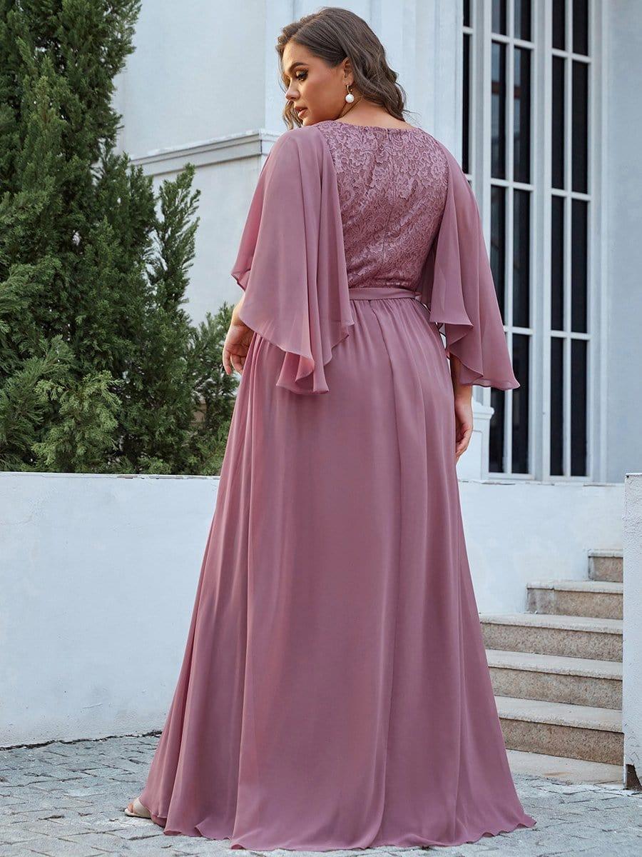 Taille personnalisée Robe de soirée élégante en mousseline à col en V profond #Couleur_Bordeaux Taille personnalisée Robe de soirée élégante en mousseline à col en V profond