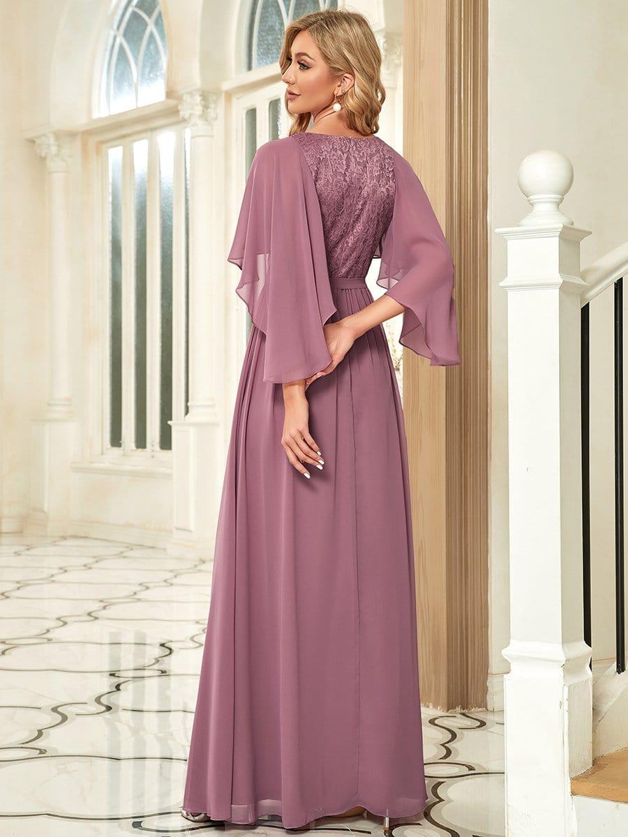 Taille personnalisée Robe de soirée élégante en mousseline à col en V profond #Couleur_Bordeaux Taille personnalisée Robe de soirée élégante en mousseline à col en V profond
