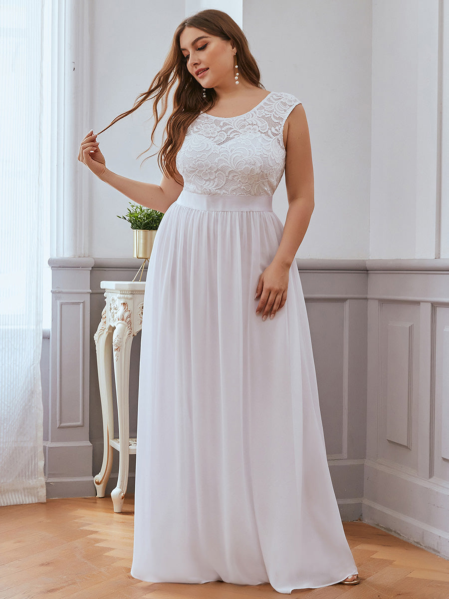 Taille personnalisée robe de demoiselle d'honneur classique à col rond et dos en dentelle #couleur_Rose Taille personnalisée robe de demoiselle d'honneur classique à col rond et dos en dentelle