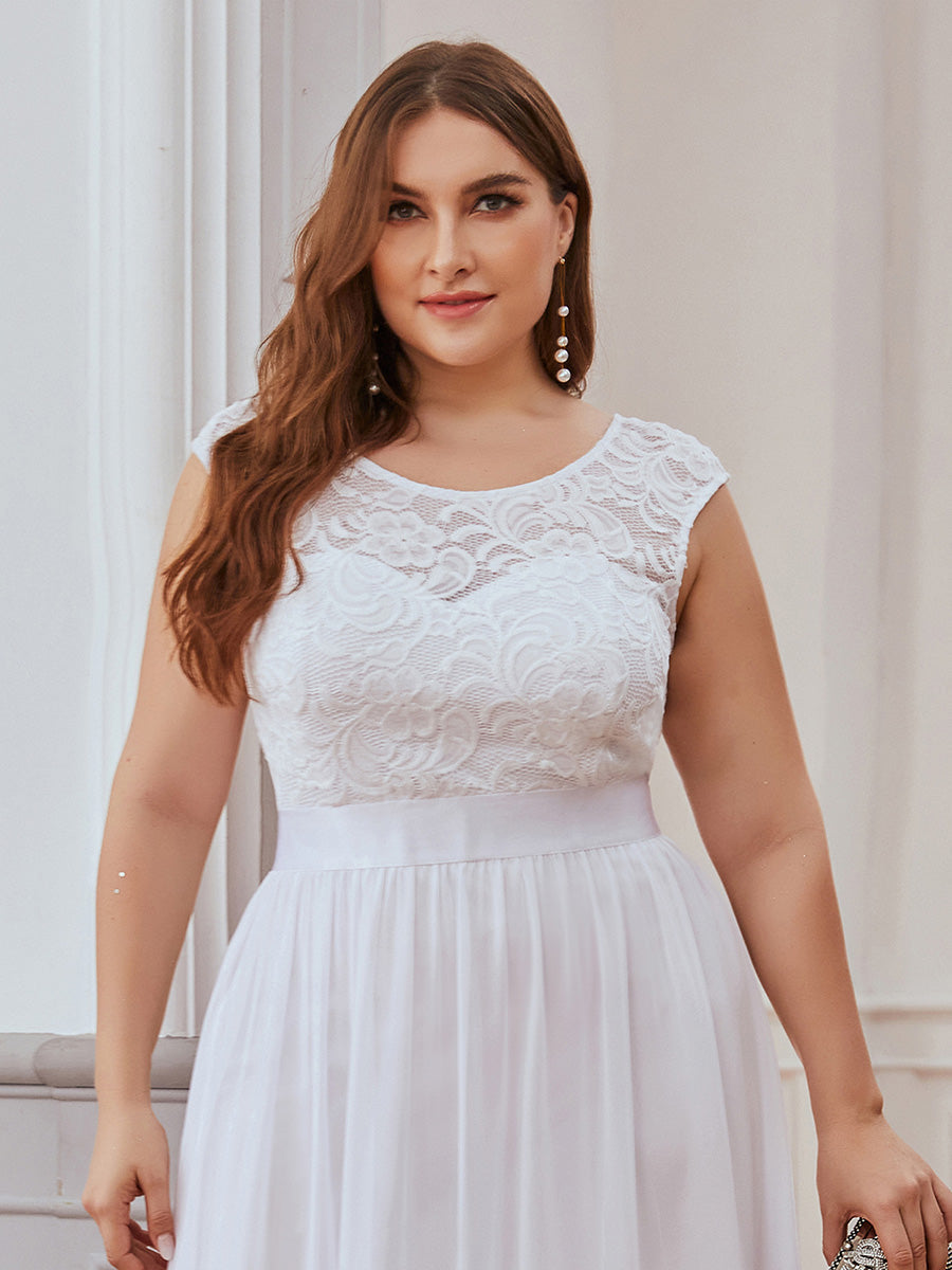 Taille personnalisée robe de demoiselle d'honneur classique à col rond et dos en dentelle #couleur_Rose Taille personnalisée robe de demoiselle d'honneur classique à col rond et dos en dentelle