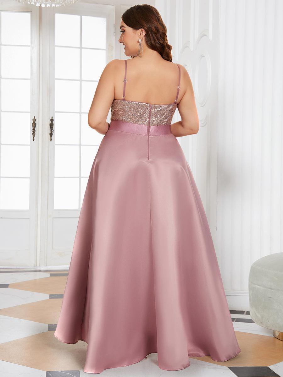 Robe de Bal Scintillante Sexy avec Dos Nu et Ourlet Irrégulier #Couleur_Orchidee