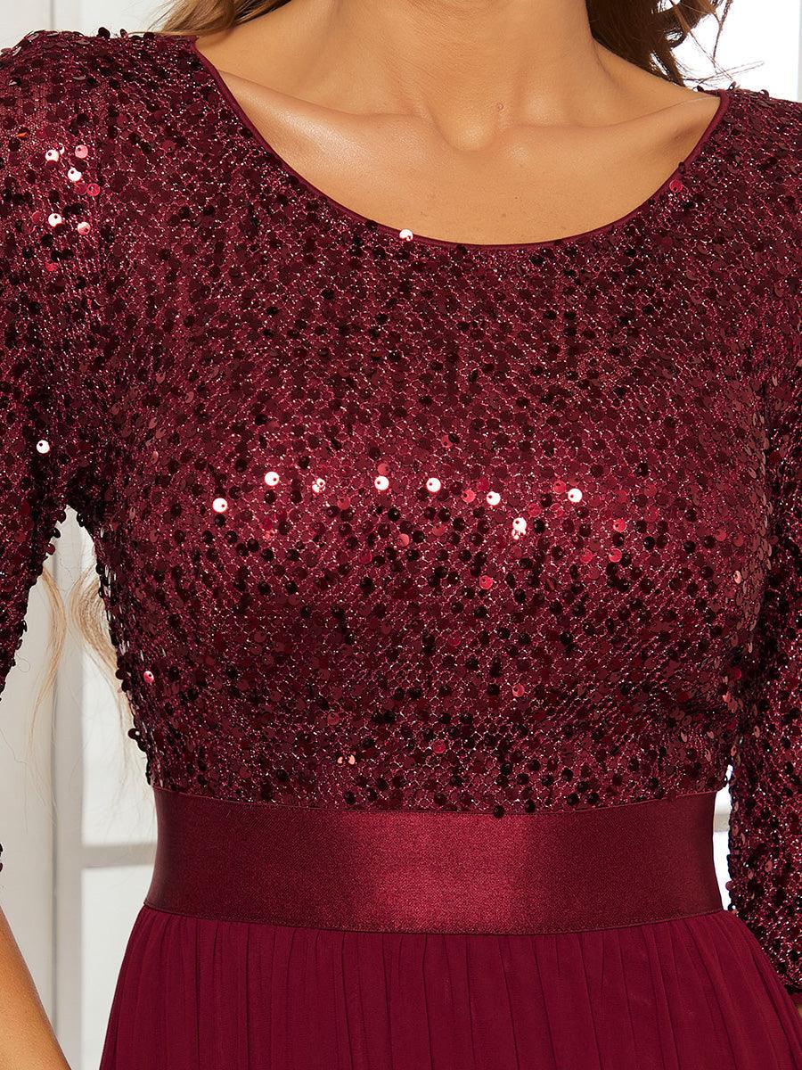 Taille personnalisée Robe de soirée encolure ronde sequins #Couleur_Blush Taille personnalisée Robe de soirée encolure ronde sequins