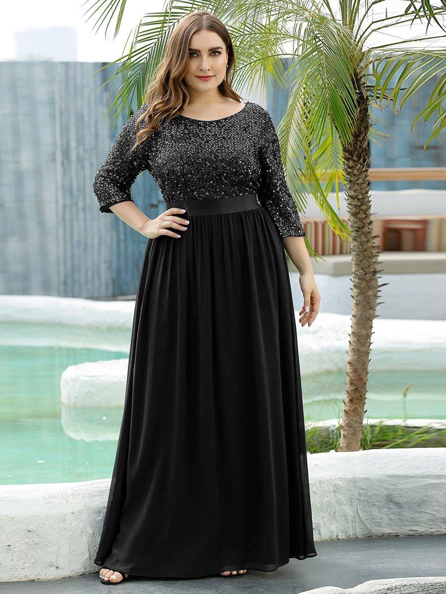 Taille personnalisée Robe de soirée encolure ronde sequins #Couleur_Blush Taille personnalisée Robe de soirée encolure ronde sequins