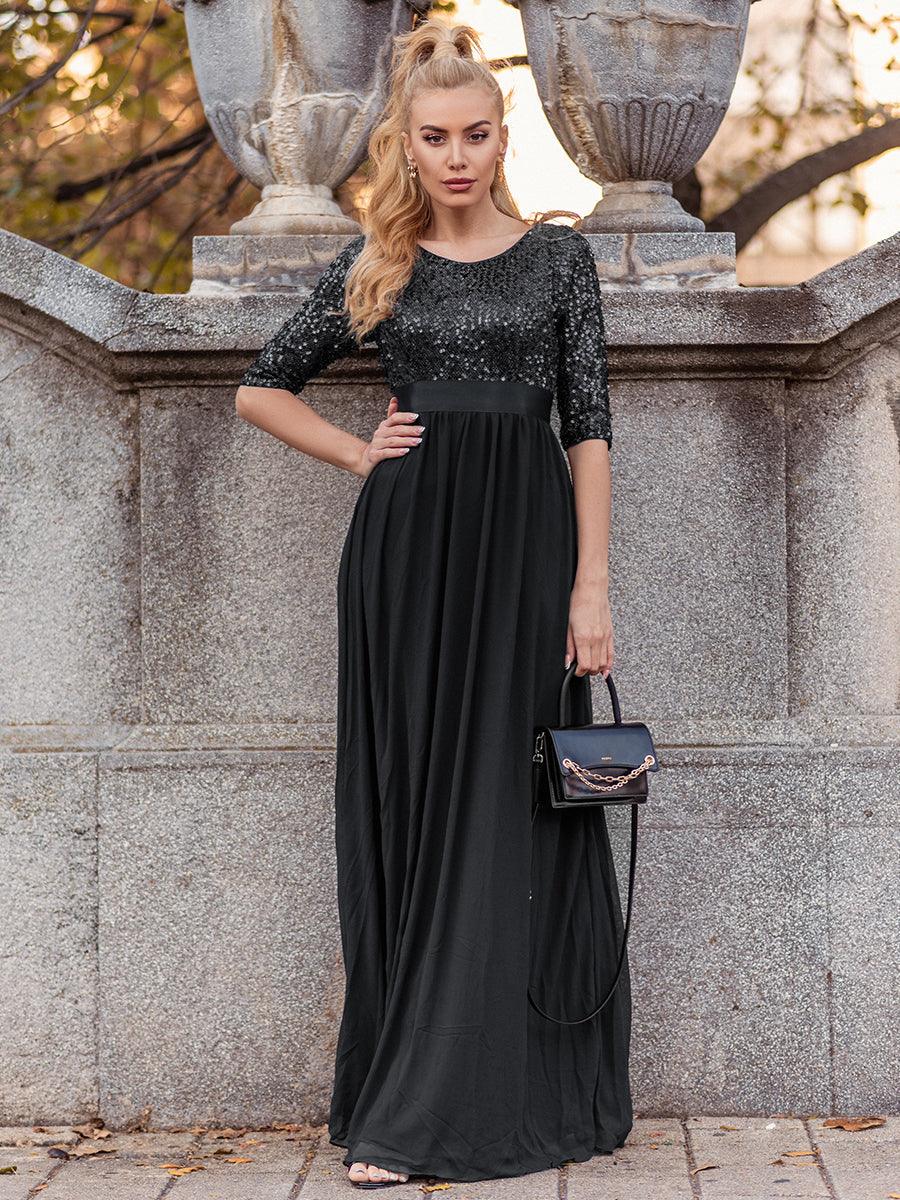 Taille personnalisée Robe de soirée encolure ronde sequins #Couleur_Blush Taille personnalisée Robe de soirée encolure ronde sequins
