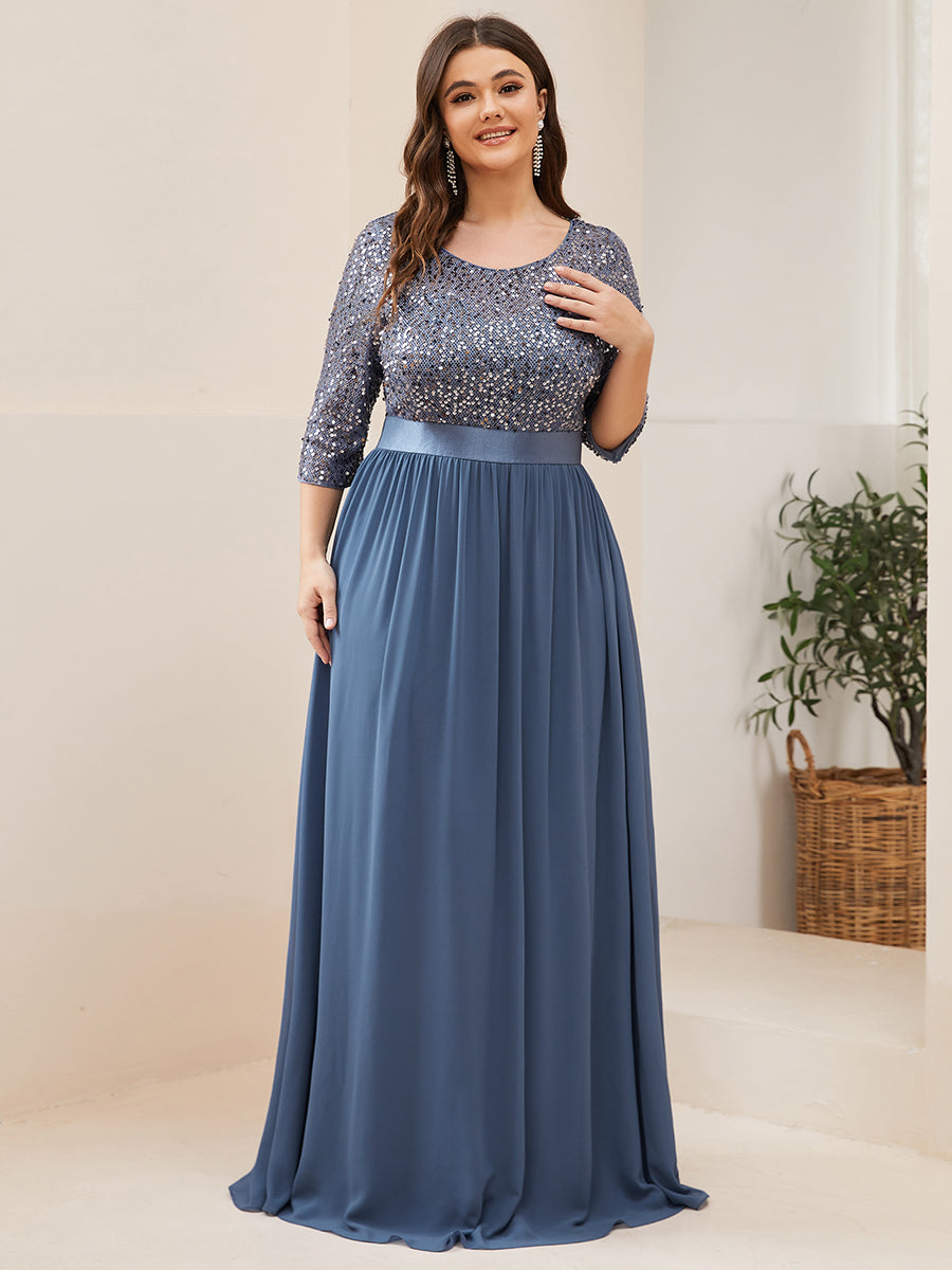Taille personnalisée Robe de soirée encolure ronde sequins #Couleur_Blush Taille personnalisée Robe de soirée encolure ronde sequins
