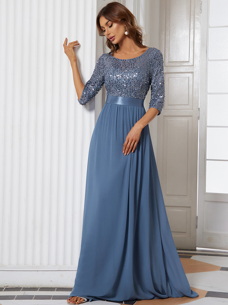 Taille personnalisée Robe de soirée encolure ronde sequins #Couleur_Blush Taille personnalisée Robe de soirée encolure ronde sequins