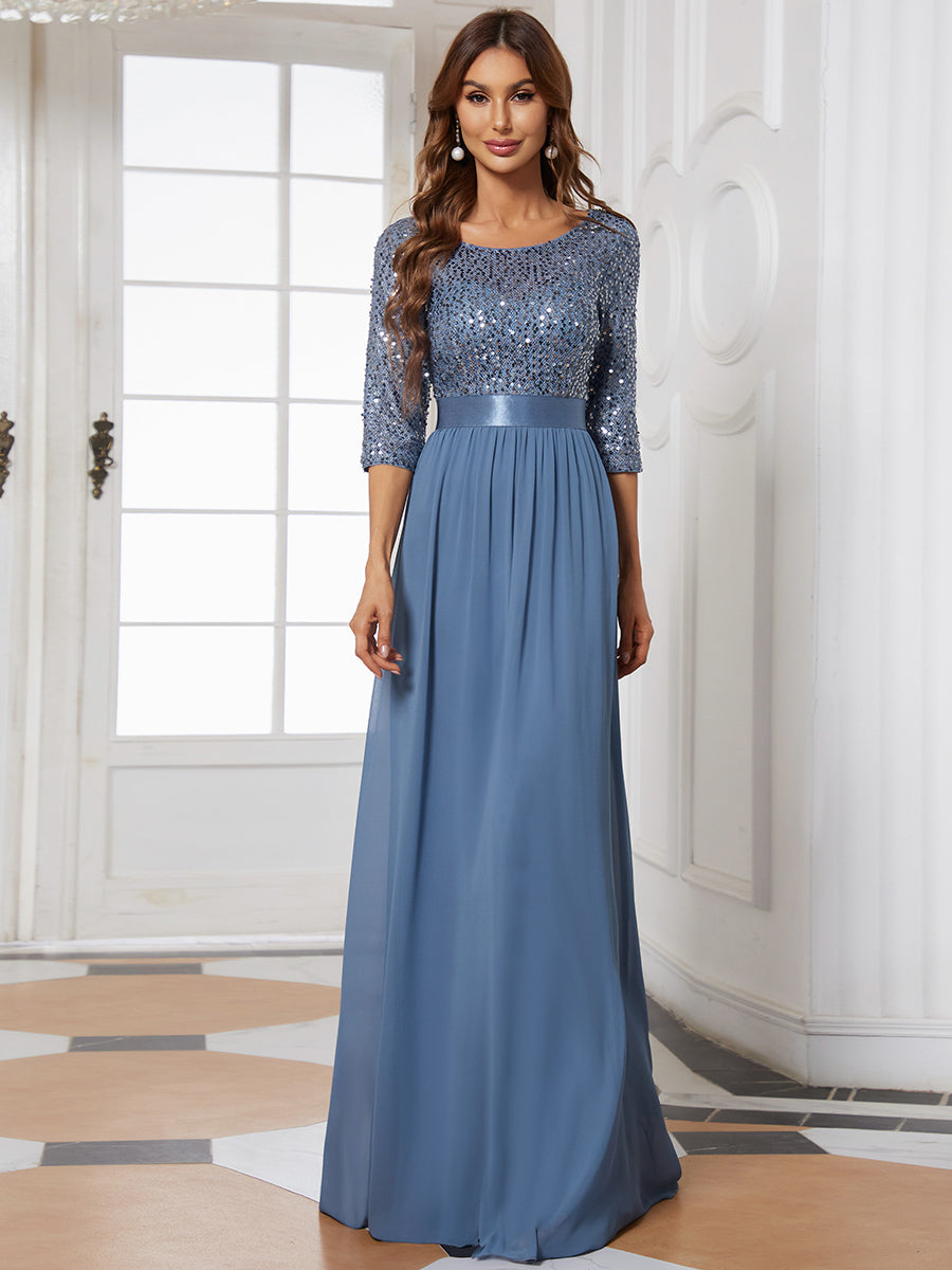 Taille personnalisée Robe de soirée encolure ronde sequins #Couleur_Blush Taille personnalisée Robe de soirée encolure ronde sequins