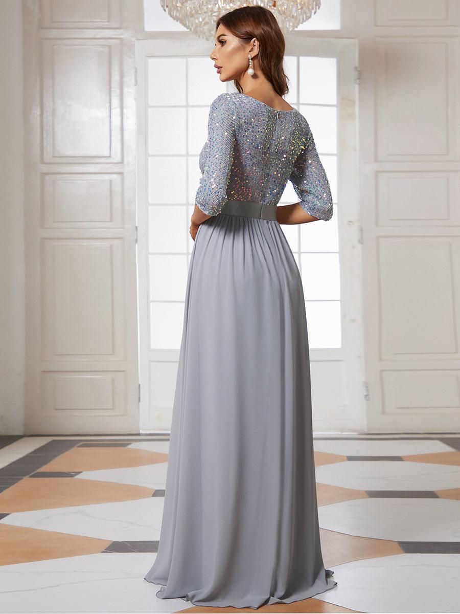 Taille personnalisée Robe de soirée encolure ronde sequins #Couleur_Blush Taille personnalisée Robe de soirée encolure ronde sequins