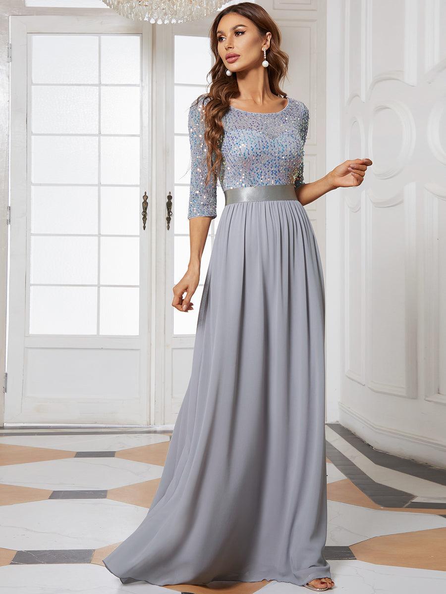 Taille personnalisée Robe de soirée encolure ronde sequins #Couleur_Blush Taille personnalisée Robe de soirée encolure ronde sequins