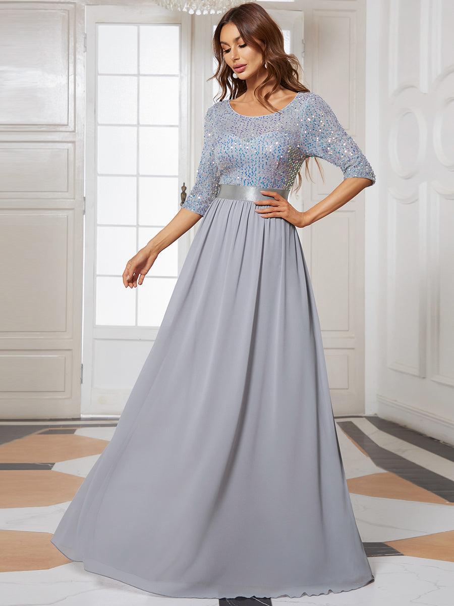 Taille personnalisée Robe de soirée encolure ronde sequins #Couleur_Blush Taille personnalisée Robe de soirée encolure ronde sequins