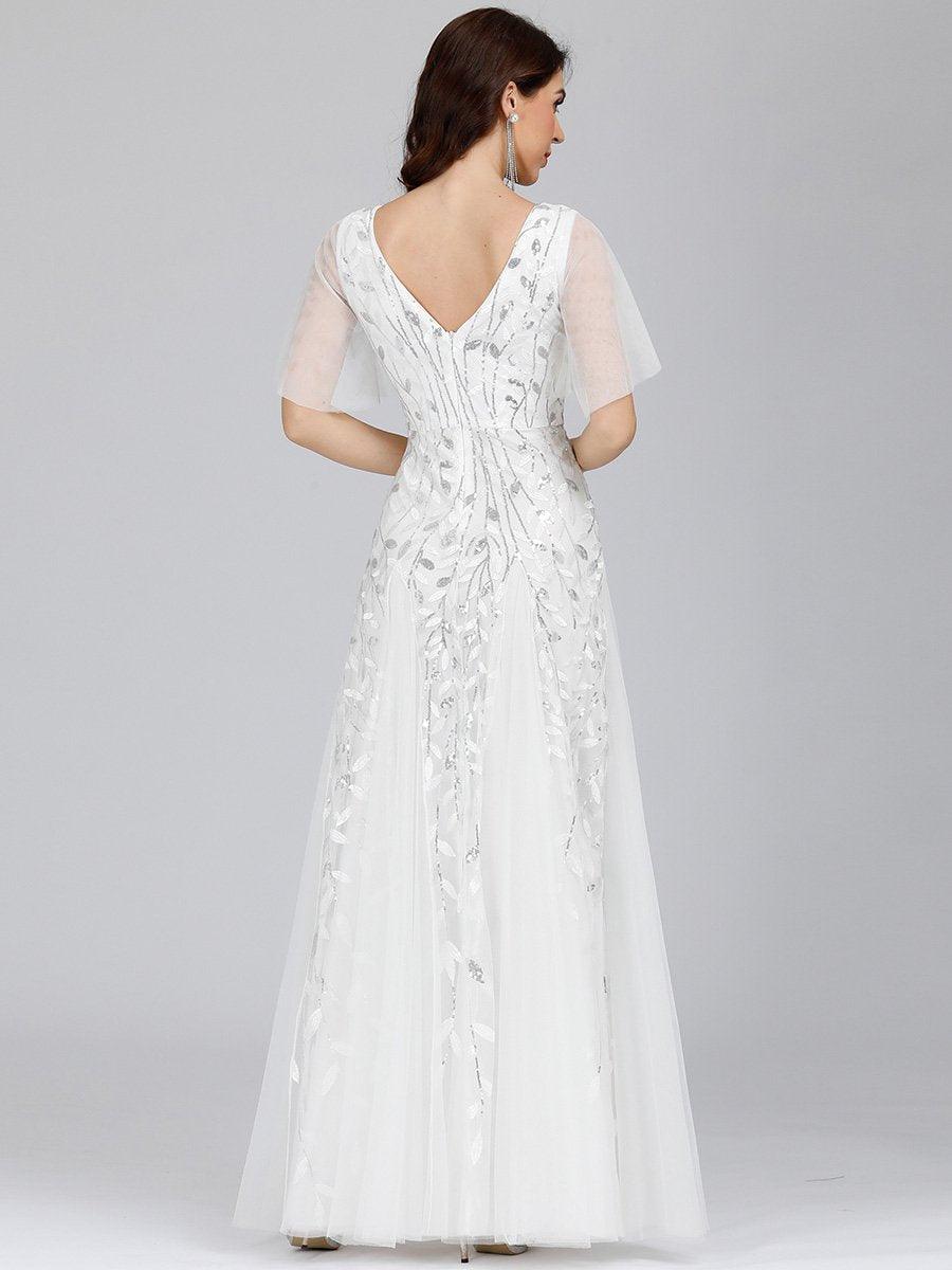 Taille Personnalisée Robe de Soirée Longue Romantique et Scintillante à Col V et Pailletes #couleur_Lavande Taille Personnalisée Robe de Soirée Longue Romantique et Scintillante à Col V et Pailletes