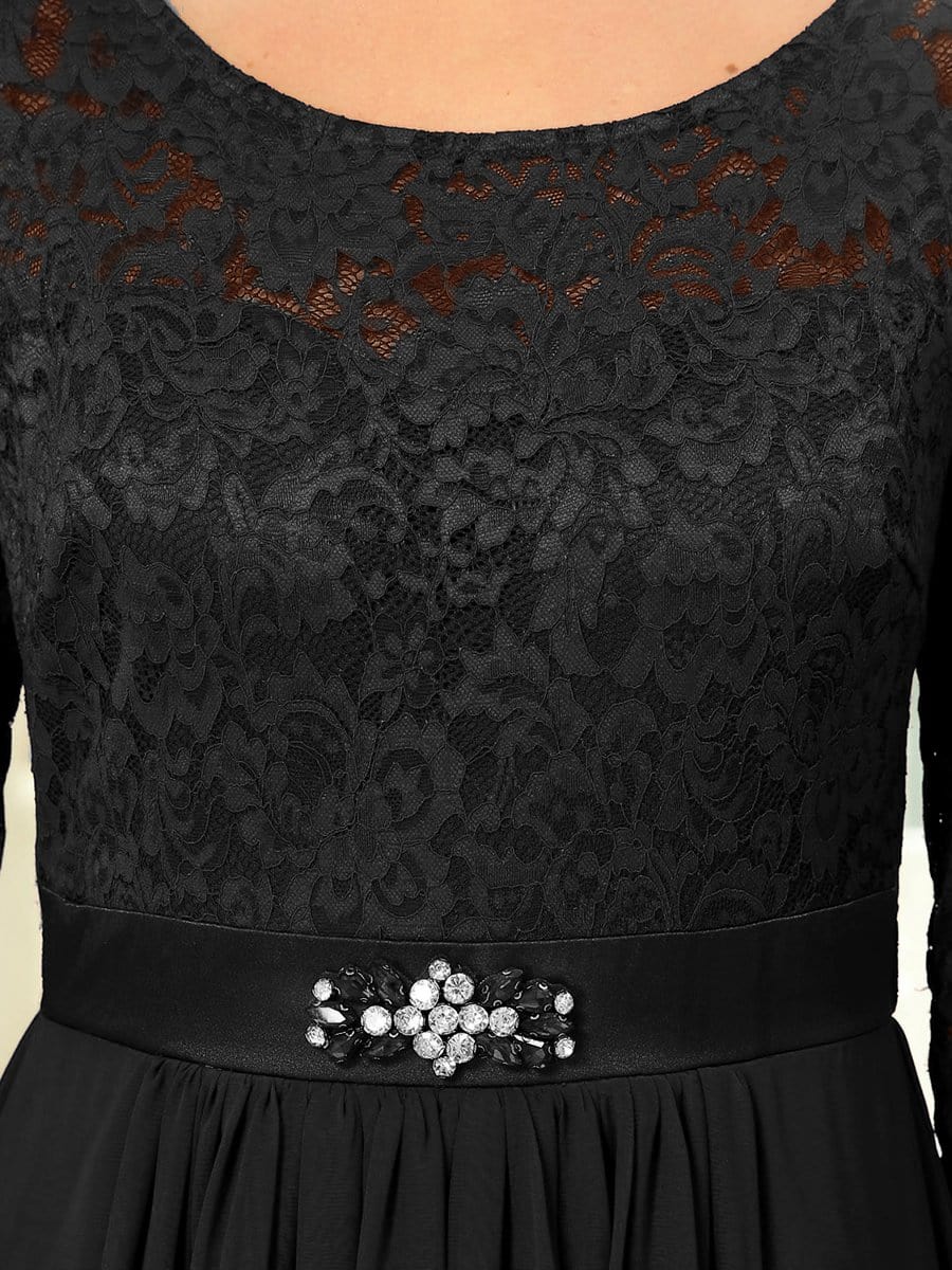 Dentelle Manches 3/4 Étage Longueur Robes Mère de la Mariée #Couleur_Bordeaux Dentelle Manches 3/4 Étage Longueur Robes Mère de la Mariée