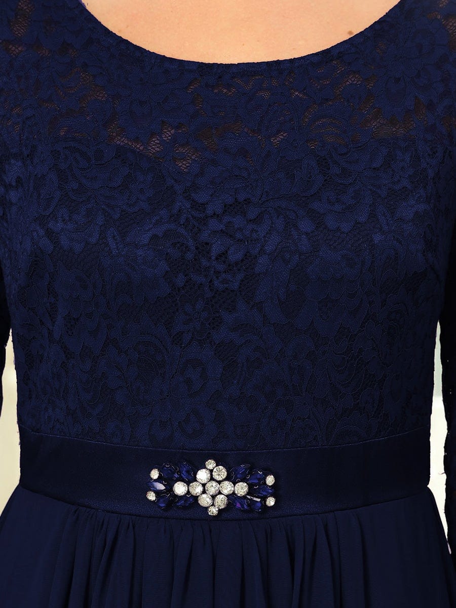 Dentelle Manches 3/4 Étage Longueur Robes Mère de la Mariée #Couleur_Bordeaux Dentelle Manches 3/4 Étage Longueur Robes Mère de la Mariée