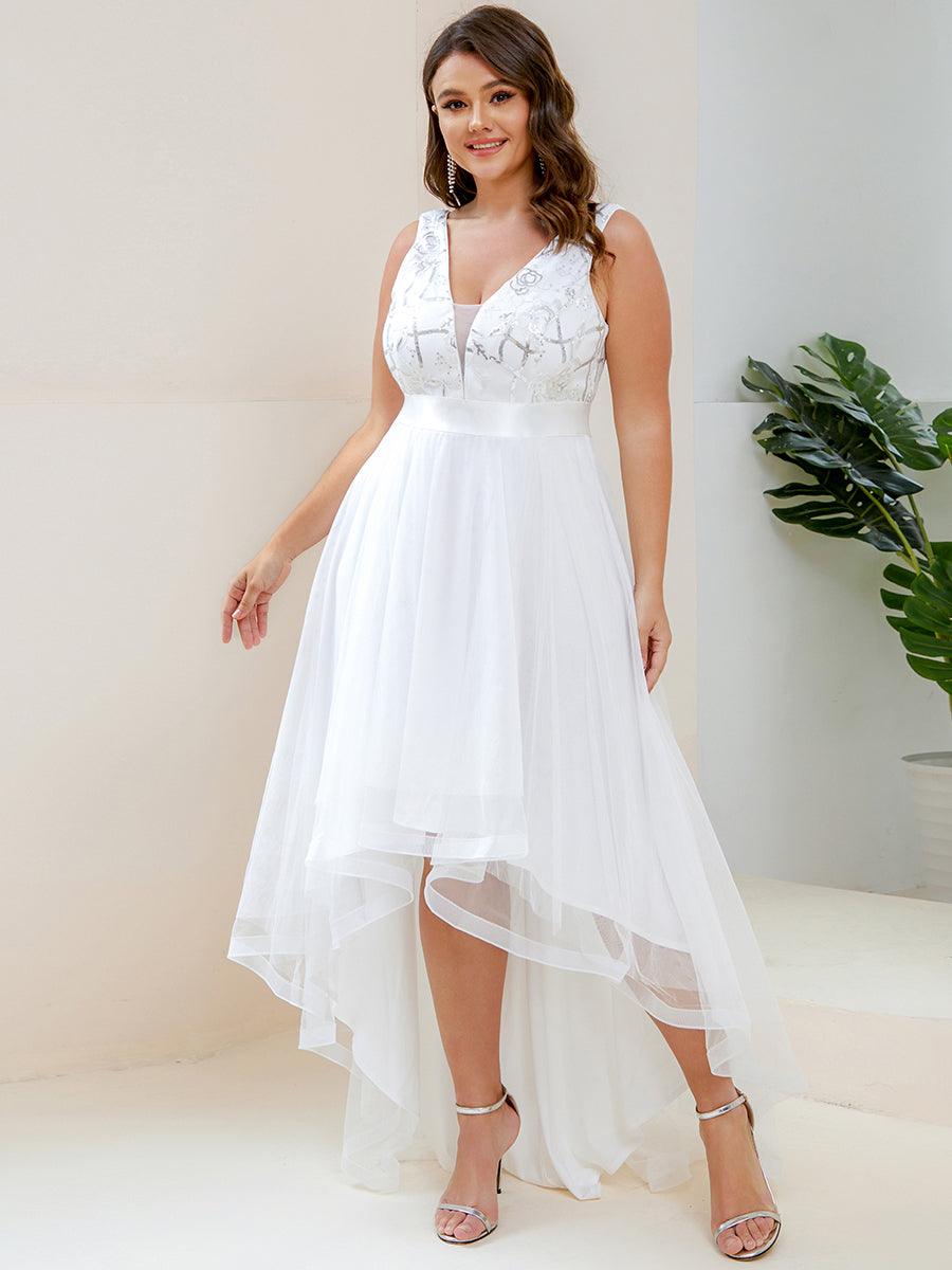 Taille personnalisée Robes de bal Tulle Paillettes High Low Asymétrique #Couleur_Bleu Marine Taille personnalisée Robes de bal Tulle Paillettes High Low Asymétrique
