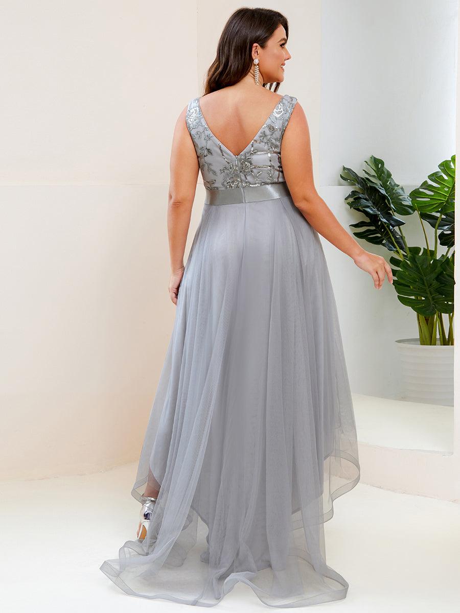Taille personnalisée Robes de bal Tulle Paillettes High Low Asymétrique #Couleur_Bleu Marine Taille personnalisée Robes de bal Tulle Paillettes High Low Asymétrique