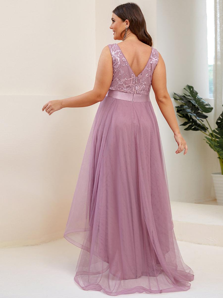 Robes de bal Asymétrique Tulle Paillettes High Low Grande taille #Couleur_Orchidee