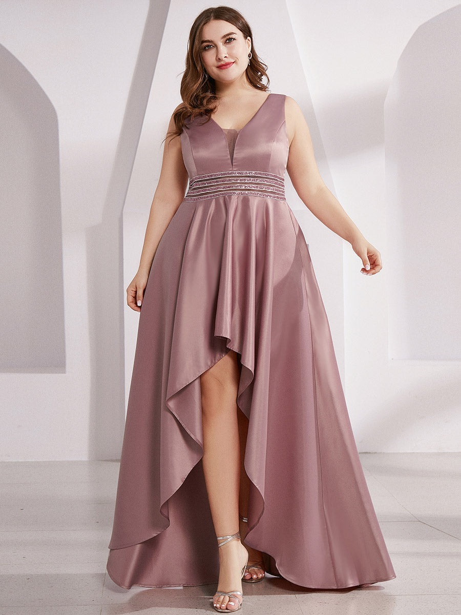 Robes de cocktail asymétriques à col V pour femmes #Couleur_Bordeaux Robes de cocktail asymétriques à col V pour femmes