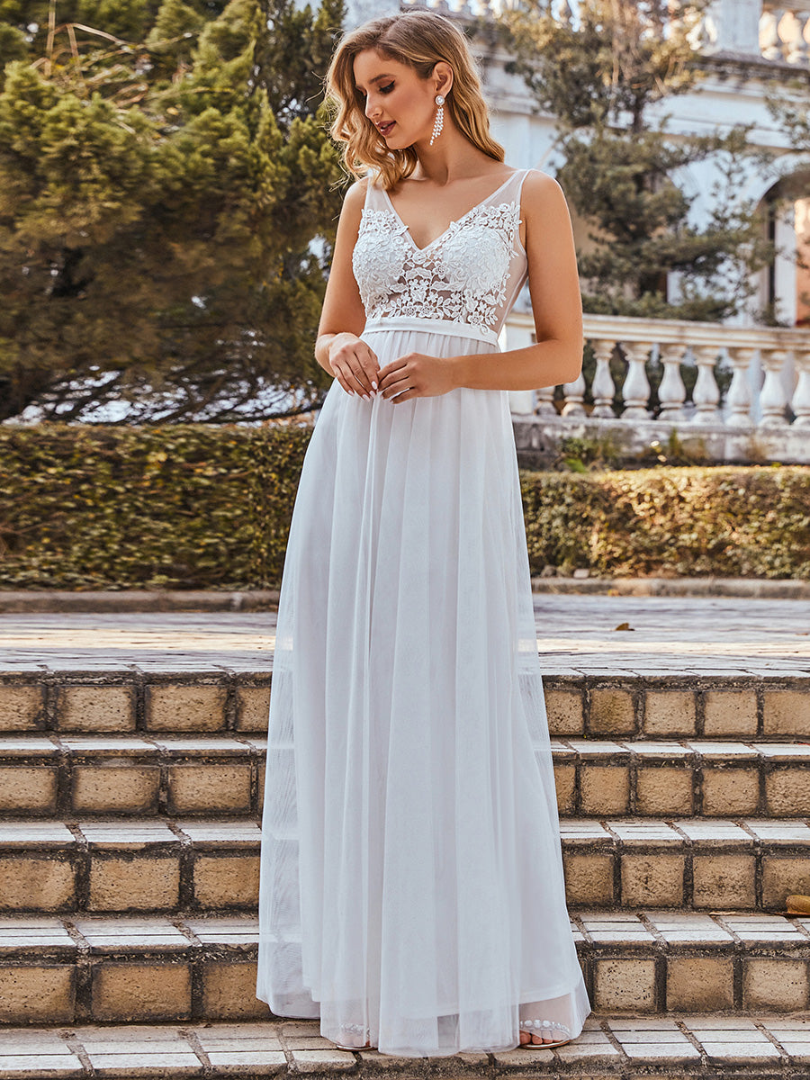 Taille personnalisée Robe Demoiselle d'Honneur Longue en Dentelle Florale #Couleur_Bleu Fume Taille personnalisée Robe Demoiselle d'Honneur Longue en Dentelle Florale