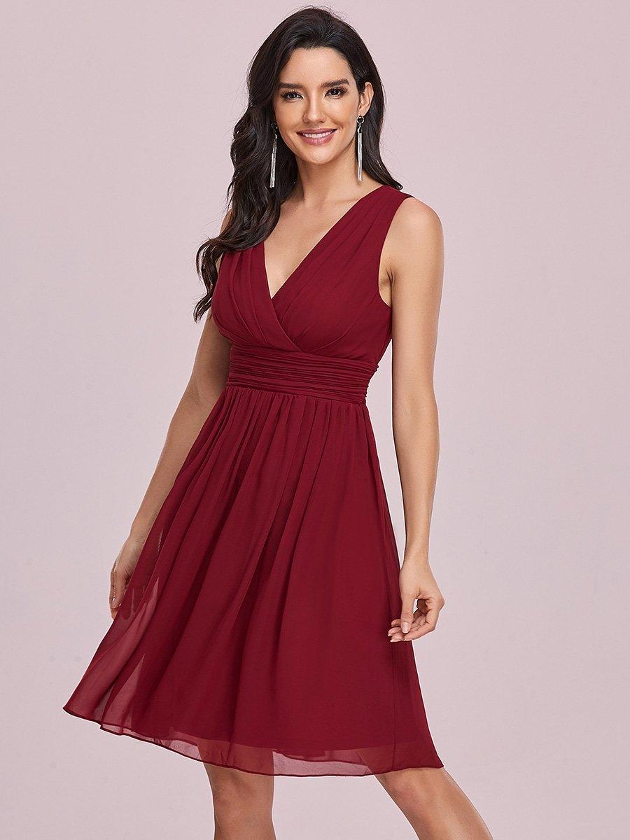 Taille personnalisée Robes de Demoiselle D'Honneur élégante Mi-Longue Chiffon à Col V #Couleur_Menthe Verte Taille personnalisée Robes de Demoiselle D'Honneur élégante Mi-Longue Chiffon à Col V