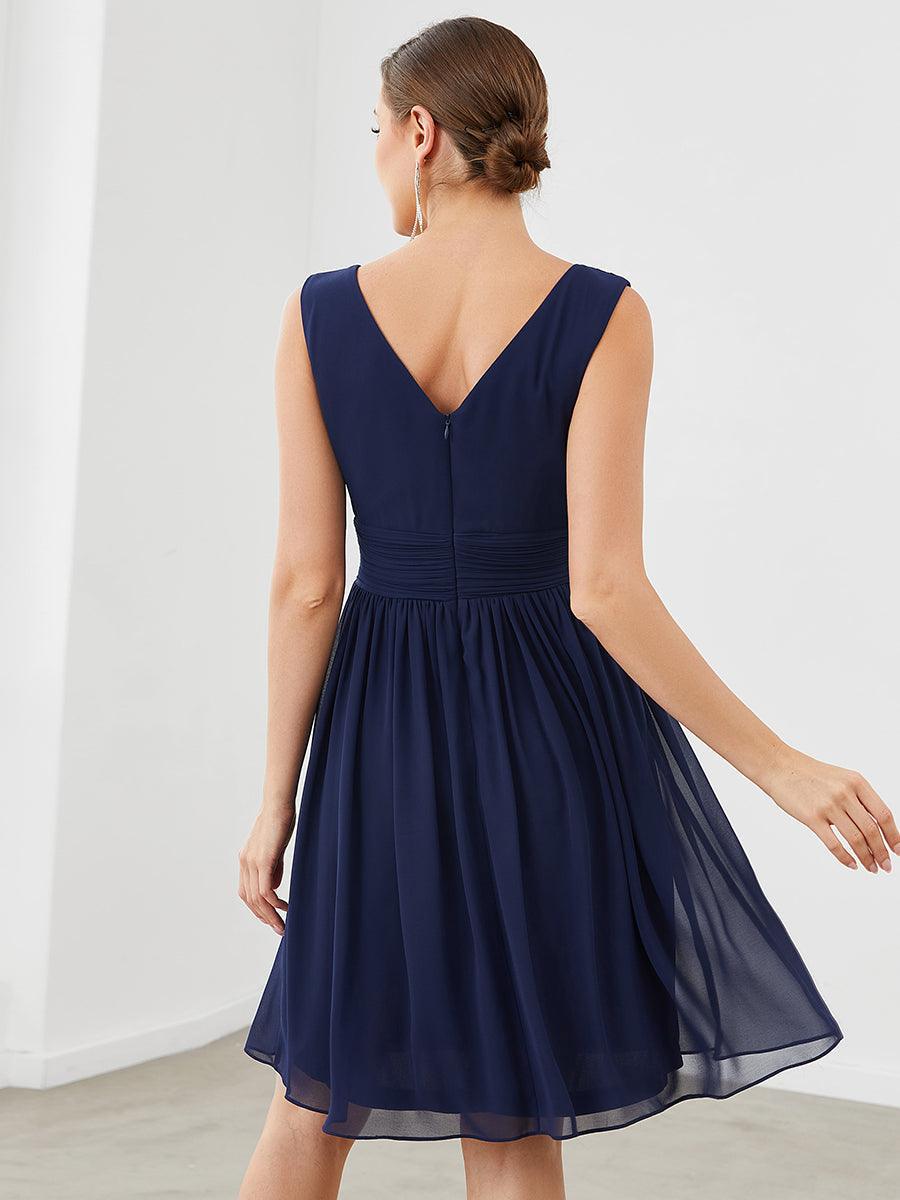 Taille personnalisée Robes de Demoiselle D'Honneur élégante Mi-Longue Chiffon à Col V #Couleur_Menthe Verte Taille personnalisée Robes de Demoiselle D'Honneur élégante Mi-Longue Chiffon à Col V