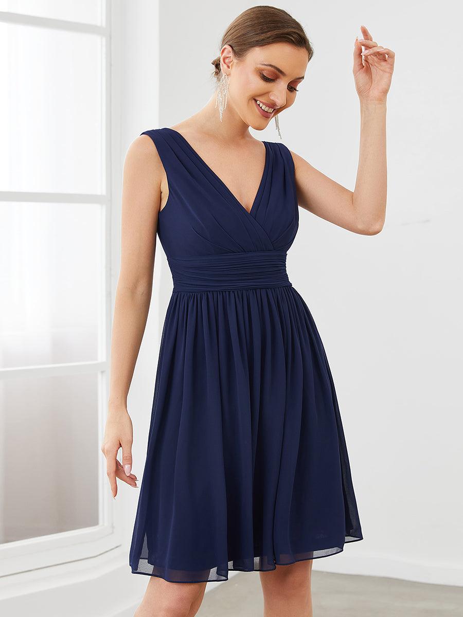 Taille personnalisée Robes de Demoiselle D'Honneur élégante Mi-Longue Chiffon à Col V #Couleur_Menthe Verte Taille personnalisée Robes de Demoiselle D'Honneur élégante Mi-Longue Chiffon à Col V