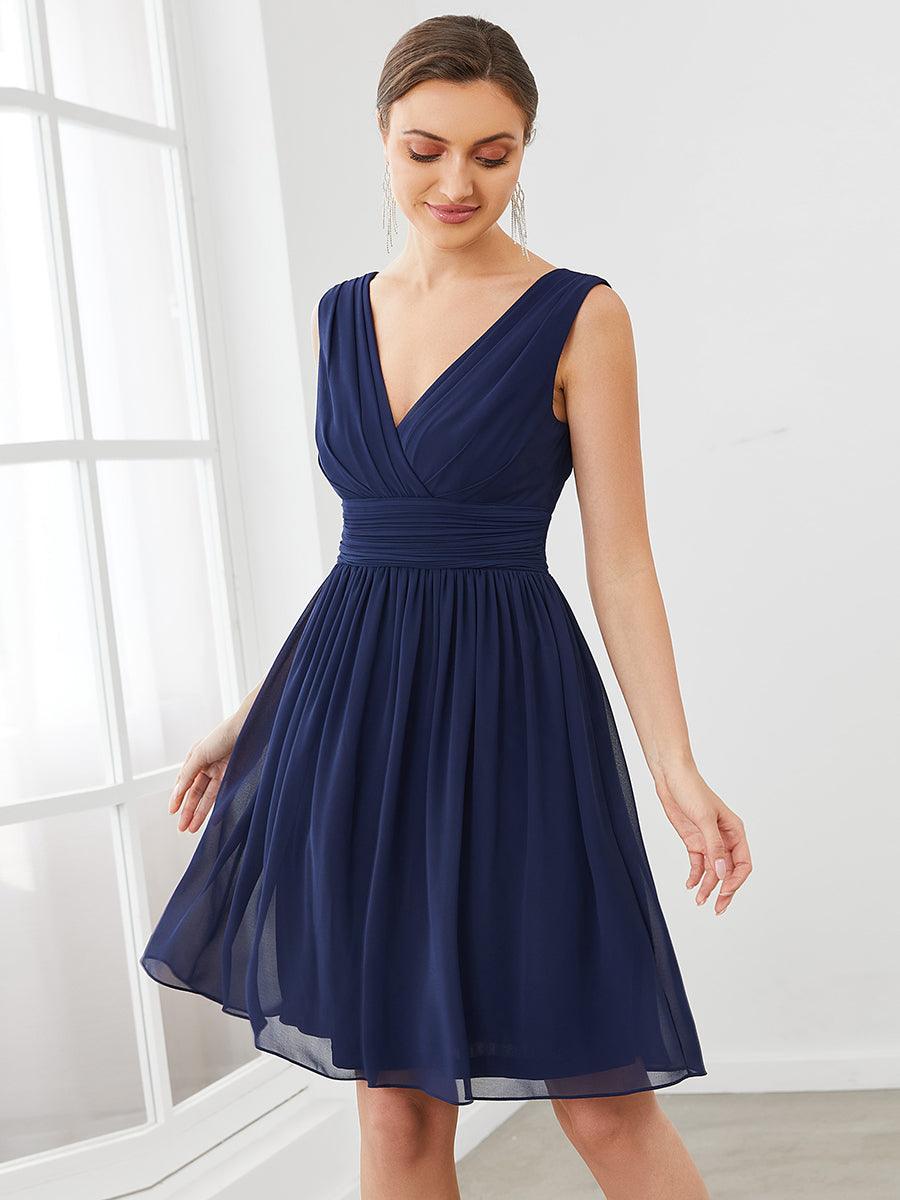 Taille personnalisée Robes de Demoiselle D'Honneur élégante Mi-Longue Chiffon à Col V #Couleur_Menthe Verte Taille personnalisée Robes de Demoiselle D'Honneur élégante Mi-Longue Chiffon à Col V