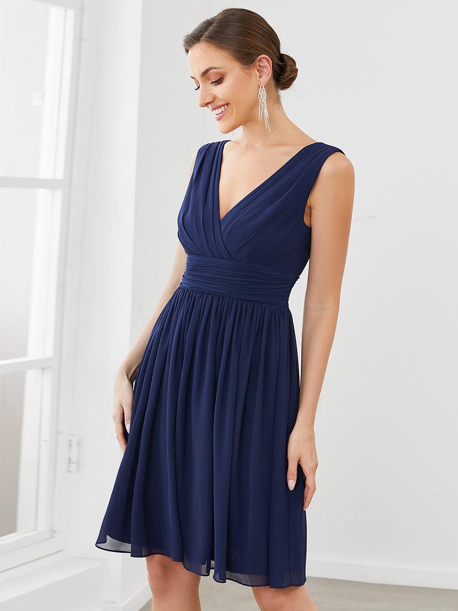 Taille personnalisée Robes de Demoiselle D'Honneur élégante Mi-Longue Chiffon à Col V #Couleur_Menthe Verte Taille personnalisée Robes de Demoiselle D'Honneur élégante Mi-Longue Chiffon à Col V