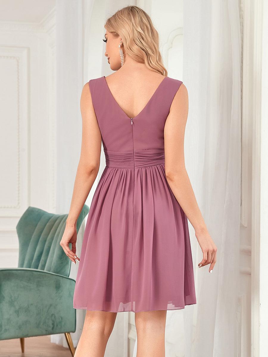 Taille personnalisée Robes de Demoiselle D'Honneur élégante Mi-Longue Chiffon à Col V #Couleur_Menthe Verte Taille personnalisée Robes de Demoiselle D'Honneur élégante Mi-Longue Chiffon à Col V