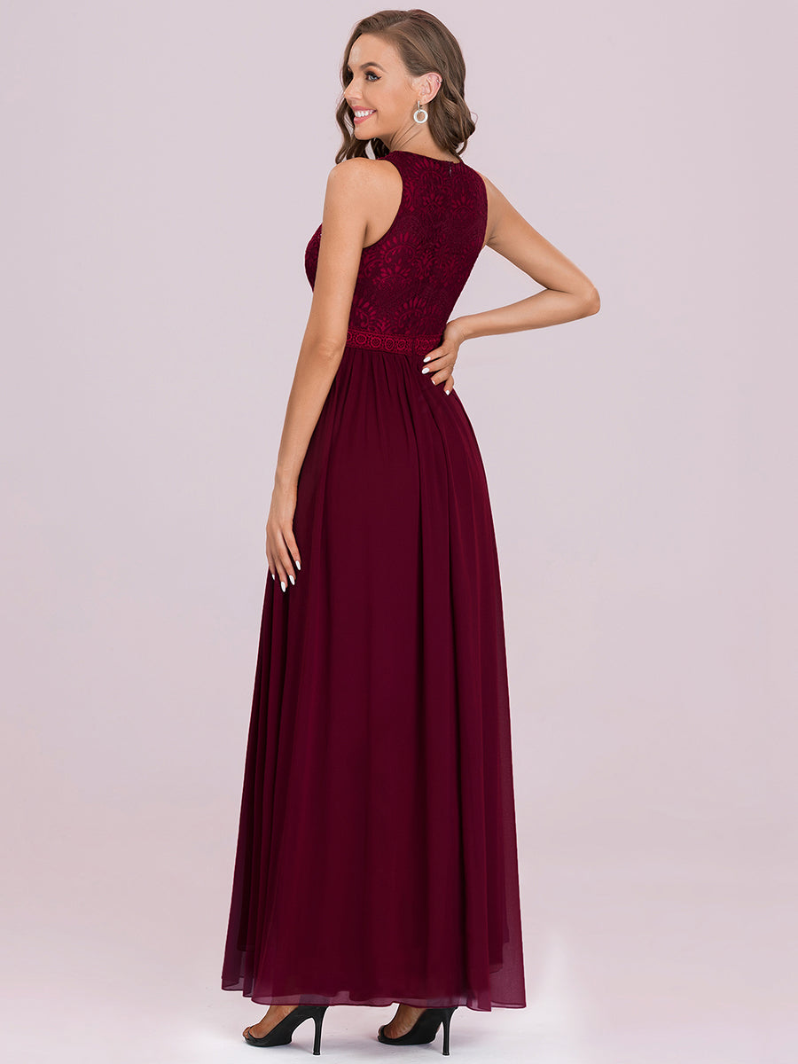 Robe de Soirée longue Taille Haute en Dentelle sans Manches #Couleur_Bleu Marine Robe de Soirée longue Taille Haute en Dentelle sans Manches