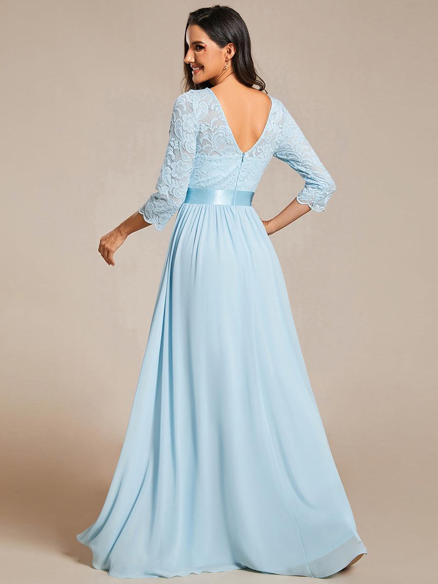 Dentelle transparente sexy longue Robe de soirée #Couleur_Bleu Ciel