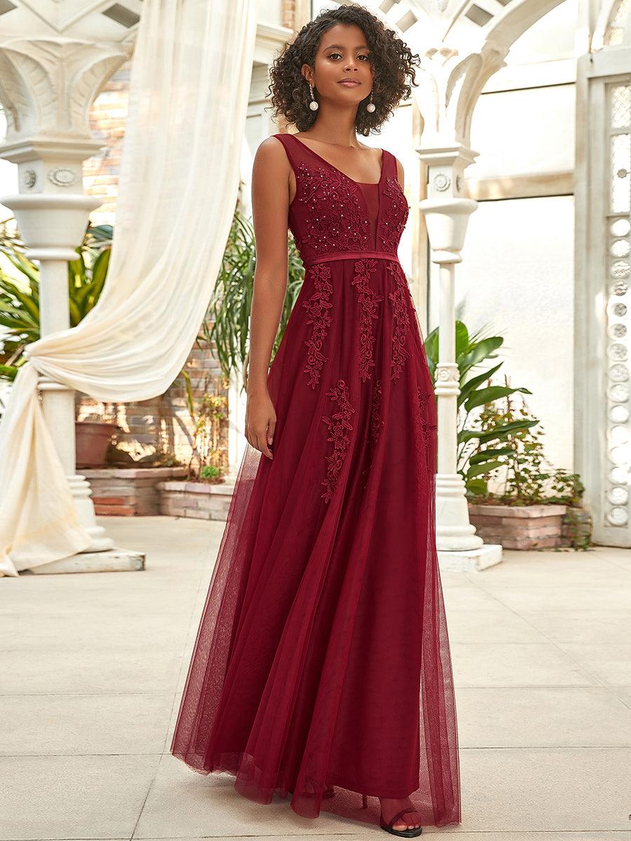 Taille personnalisée robe de soirée élégante sans manches en tulle fluide #couleur_Orchidee Taille personnalisée robe de soirée élégante sans manches en tulle fluide