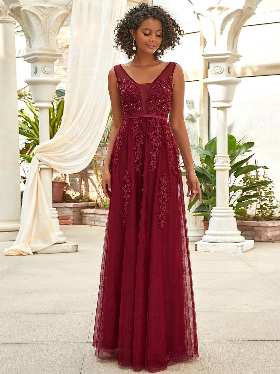 Taille personnalisée robe de soirée élégante sans manches en tulle fluide #couleur_Orchidee Taille personnalisée robe de soirée élégante sans manches en tulle fluide