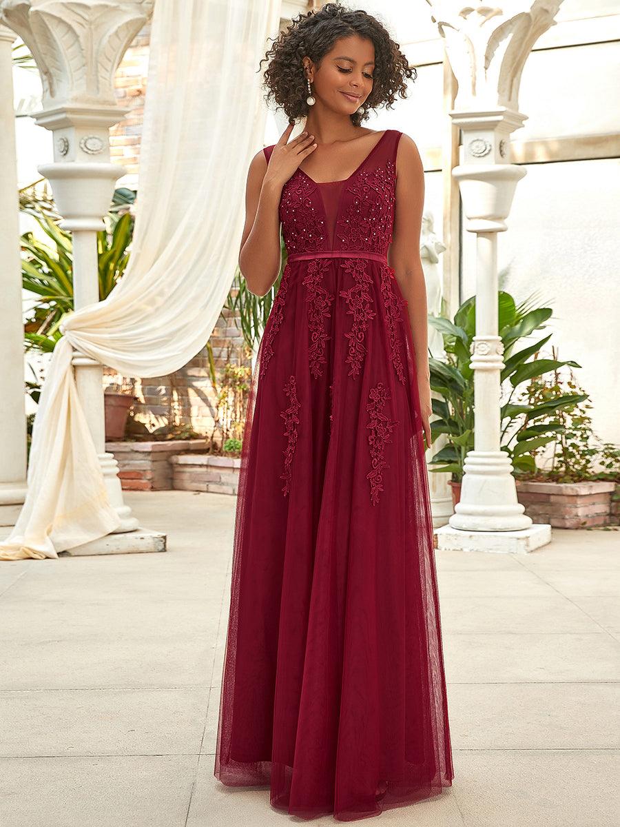 Taille personnalisée robe de soirée élégante sans manches en tulle fluide #couleur_Orchidee Taille personnalisée robe de soirée élégante sans manches en tulle fluide
