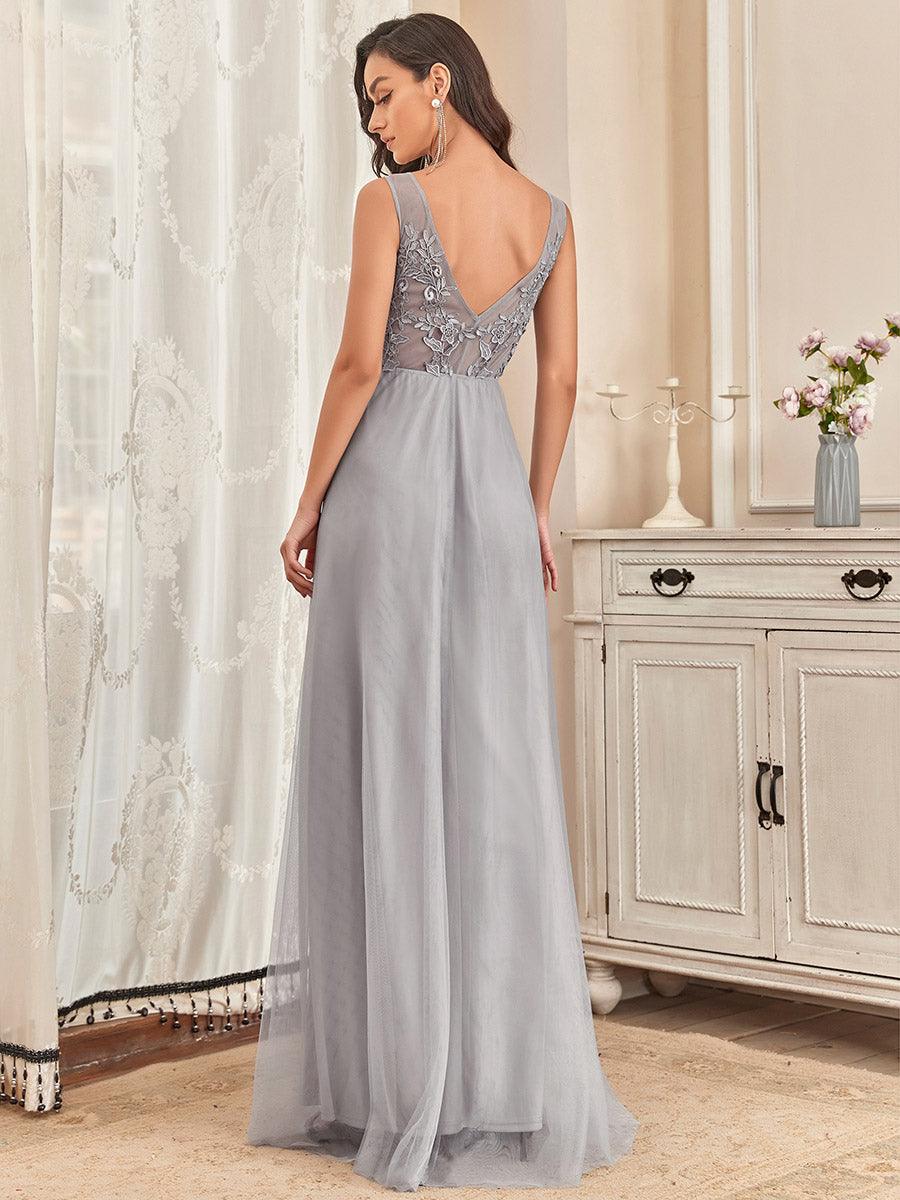 Taille personnalisée robe de soirée élégante sans manches en tulle fluide #couleur_Orchidee Taille personnalisée robe de soirée élégante sans manches en tulle fluide