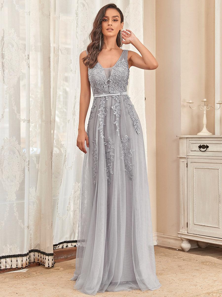 Taille personnalisée robe de soirée élégante sans manches en tulle fluide #couleur_Orchidee Taille personnalisée robe de soirée élégante sans manches en tulle fluide