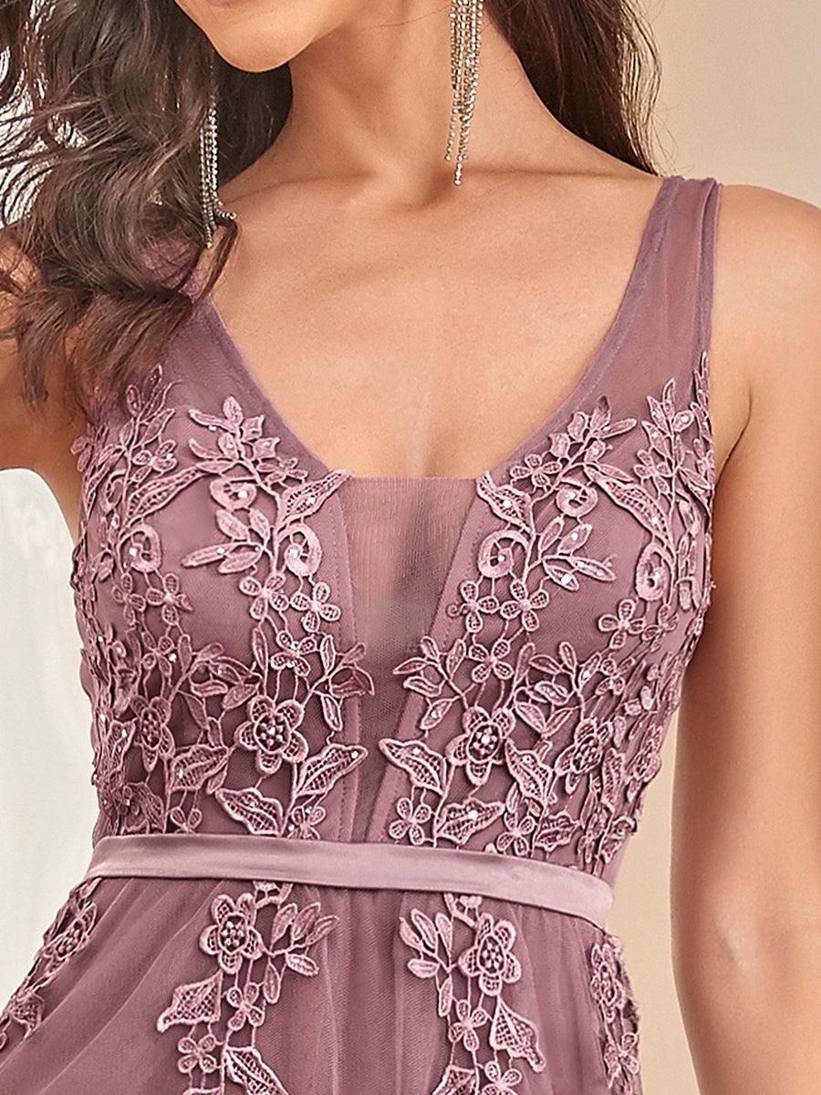 Taille personnalisée robe de soirée élégante sans manches en tulle fluide #couleur_Orchidee Taille personnalisée robe de soirée élégante sans manches en tulle fluide