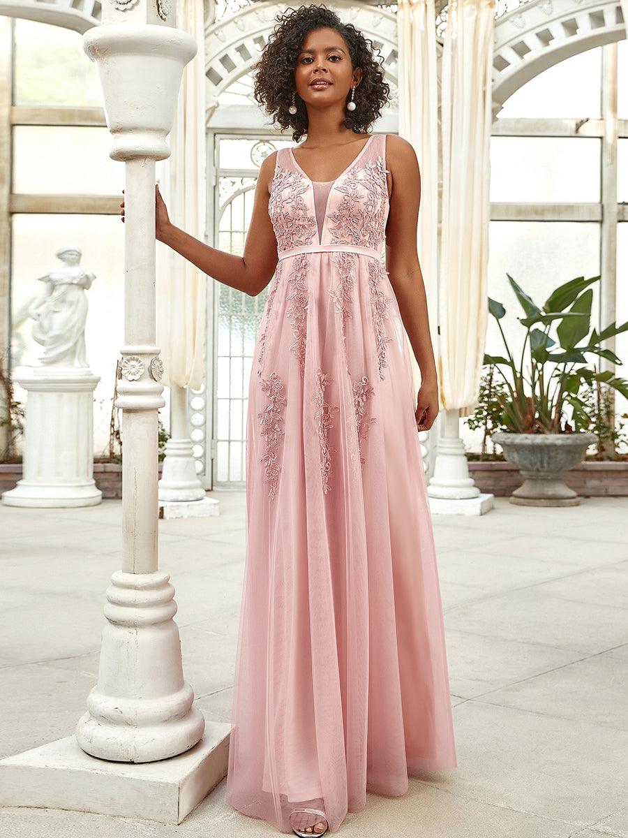 Taille personnalisée robe de soirée élégante sans manches en tulle fluide #couleur_Orchidee Taille personnalisée robe de soirée élégante sans manches en tulle fluide