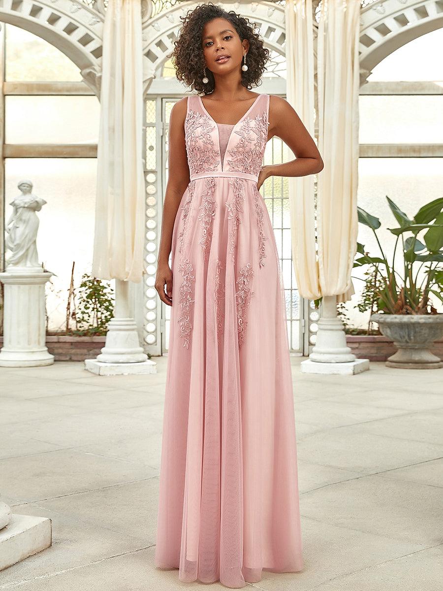 Taille personnalisée robe de soirée élégante sans manches en tulle fluide #couleur_Orchidee Taille personnalisée robe de soirée élégante sans manches en tulle fluide