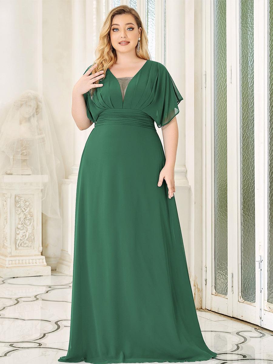 Taille personnalisée Robe de soirée Mousseline taille empire pour femmes #Couleur_Vert Fonce Taille personnalisée Robe de soirée Mousseline taille empire pour femmes