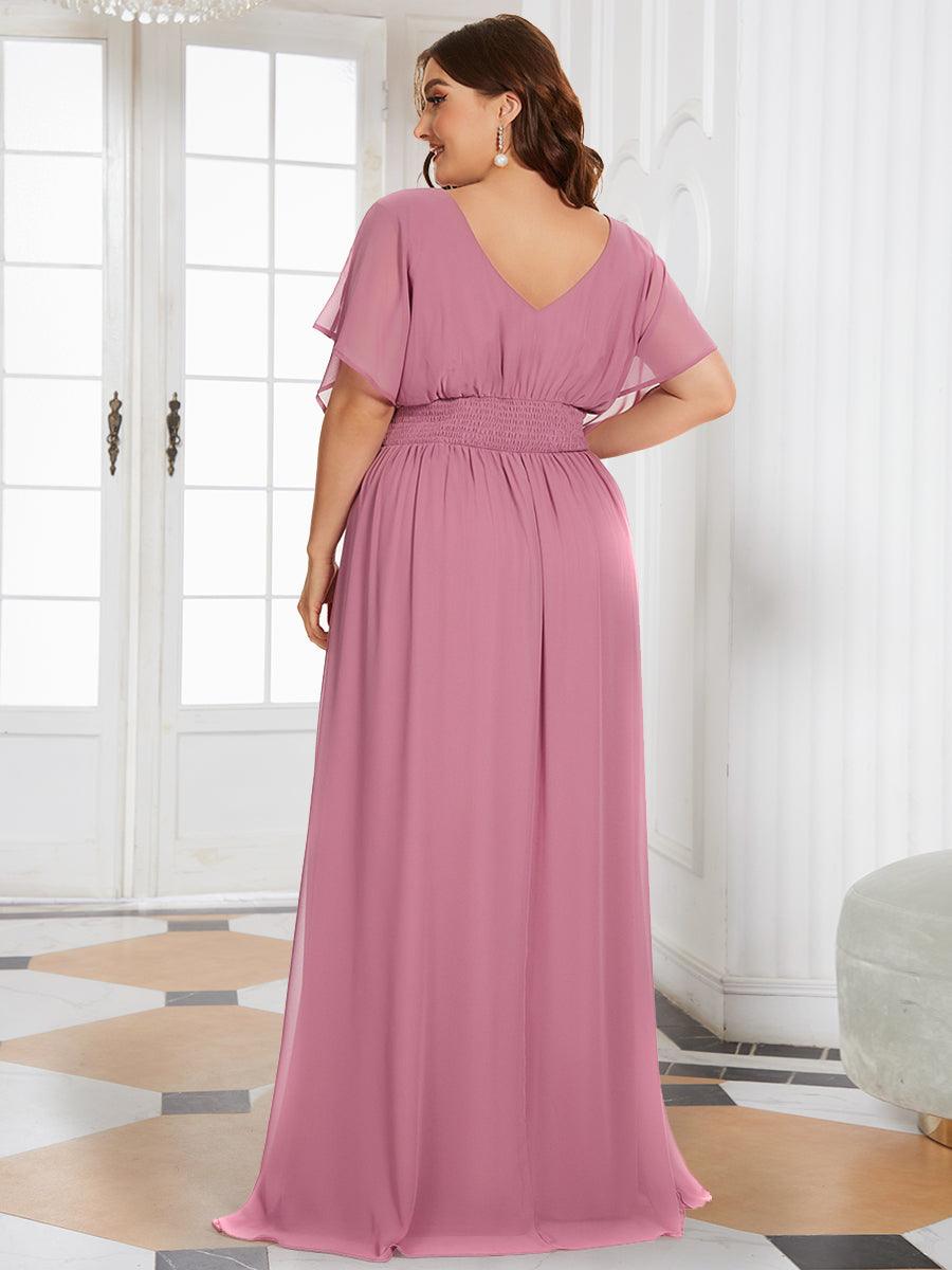 Robe de Soirée Longue Grande Taille en Mousseline à Taille Empire #Couleur_Orchidee