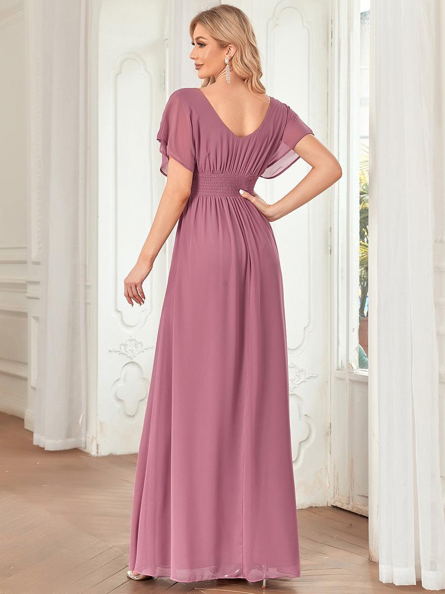Robe de demoiselle d'honneur longue en mousseline de soie sexy pour femmes #Couleur_Orchidee