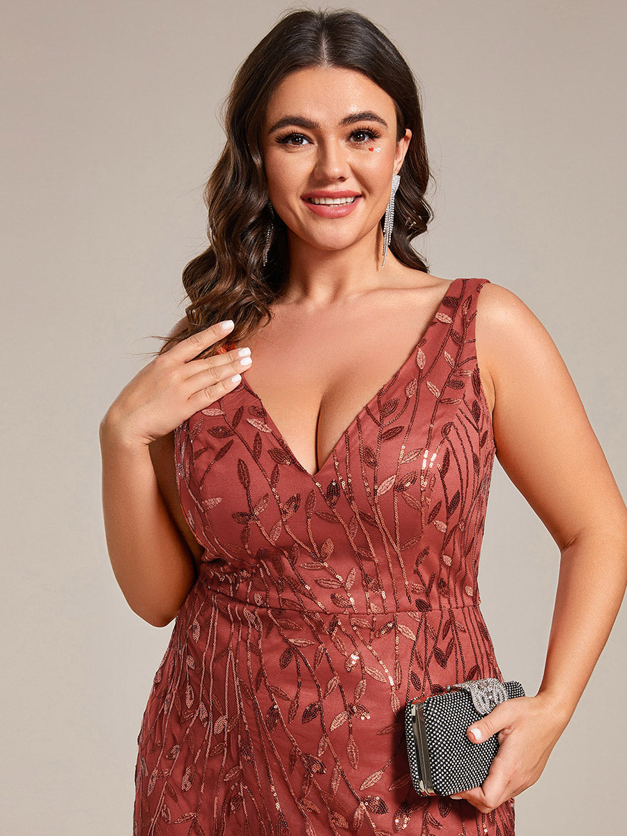 Robe de soirée Sexy Longue belle à double col en V pour femmes #Couleur_Burnt Orange