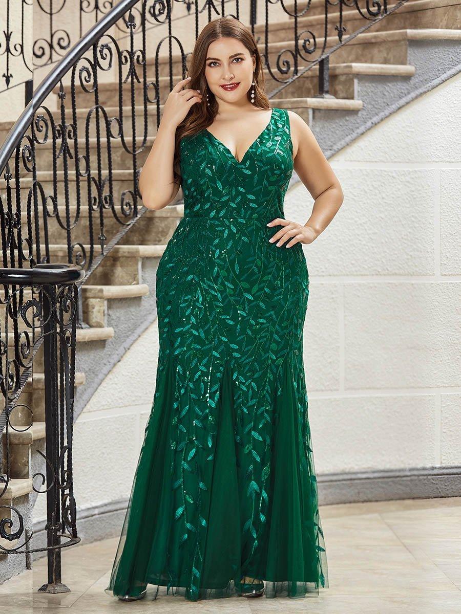 Taille personnalisée Robe de soirée Longue Sexy en sequins col en V pour femmes #Couleur_Blanc Taille personnalisée Robe de soirée Longue Sexy en sequins col en V pour femmes