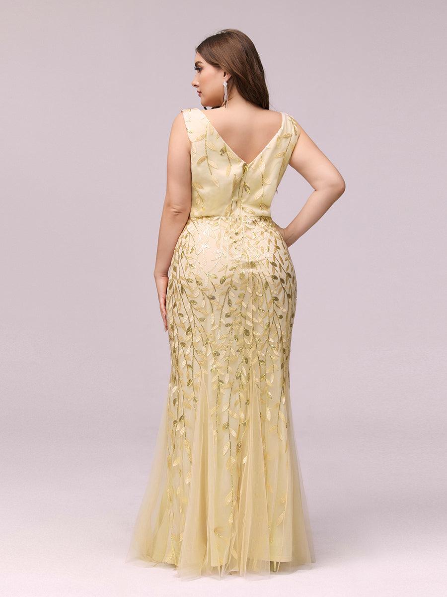 Taille personnalisée Robe de soirée Longue Sexy en sequins col en V pour femmes #Couleur_Blanc Taille personnalisée Robe de soirée Longue Sexy en sequins col en V pour femmes